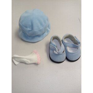 Vintage American Girl Bitty Baby Blue Velvet Hat, Shoes, and Socks